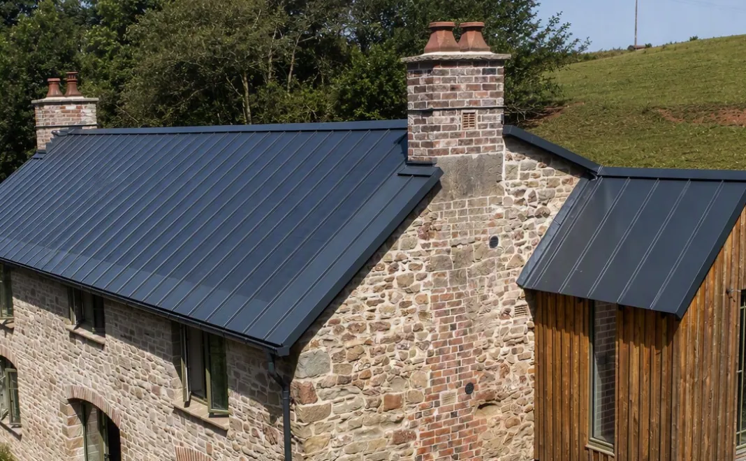 Forest of Dean barn conversion using Vertix EasySeam Roof System and EasySeam Solar System on roof