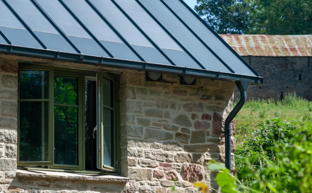 Forest of Dean barn conversion using Vertix EasySeam Roof System and EasySeam Solar System on roof