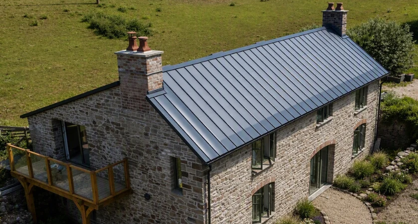 Forest of Dean barn conversion using Vertix EasySeam Roof System and EasySeam Solar System on roof