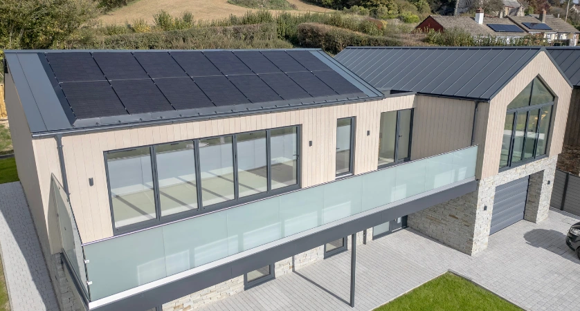 Image of new build Devon home using Vertix EasySeam standing seam Roof System