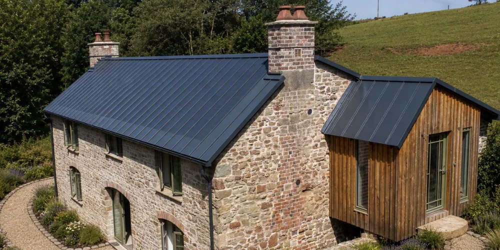 Forest of Dean barn conversion using Vertix EasySeam Roof System and EasySeam Solar System on roof